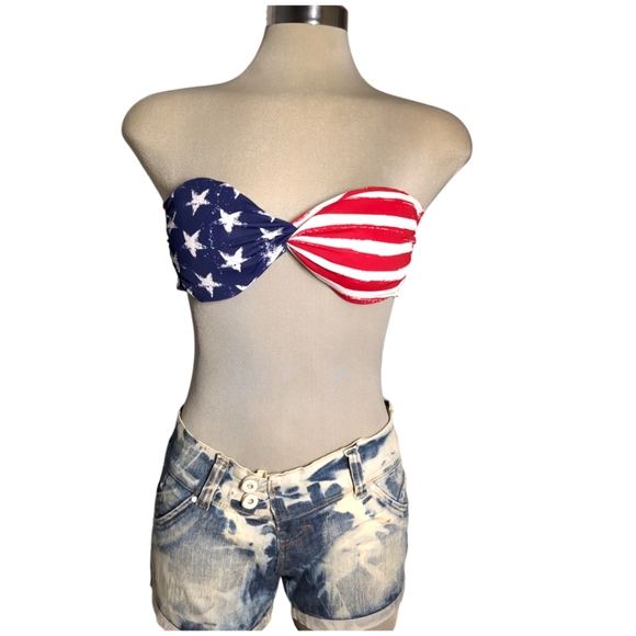 COPY - XHILARATION Red White and Blue Strapless Swimming Bra Size M - Picture 2 of 10